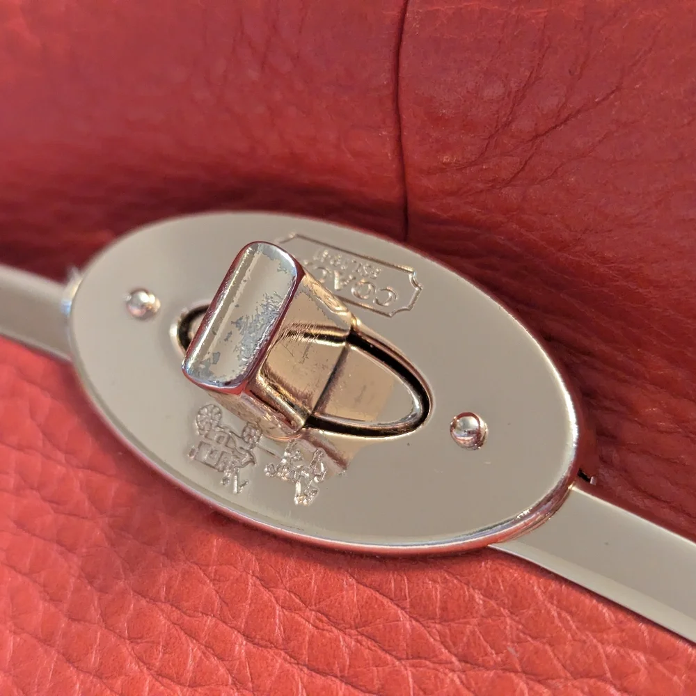 Coach Madison Madeline East West Brick Orange Leather Shoulder Bag